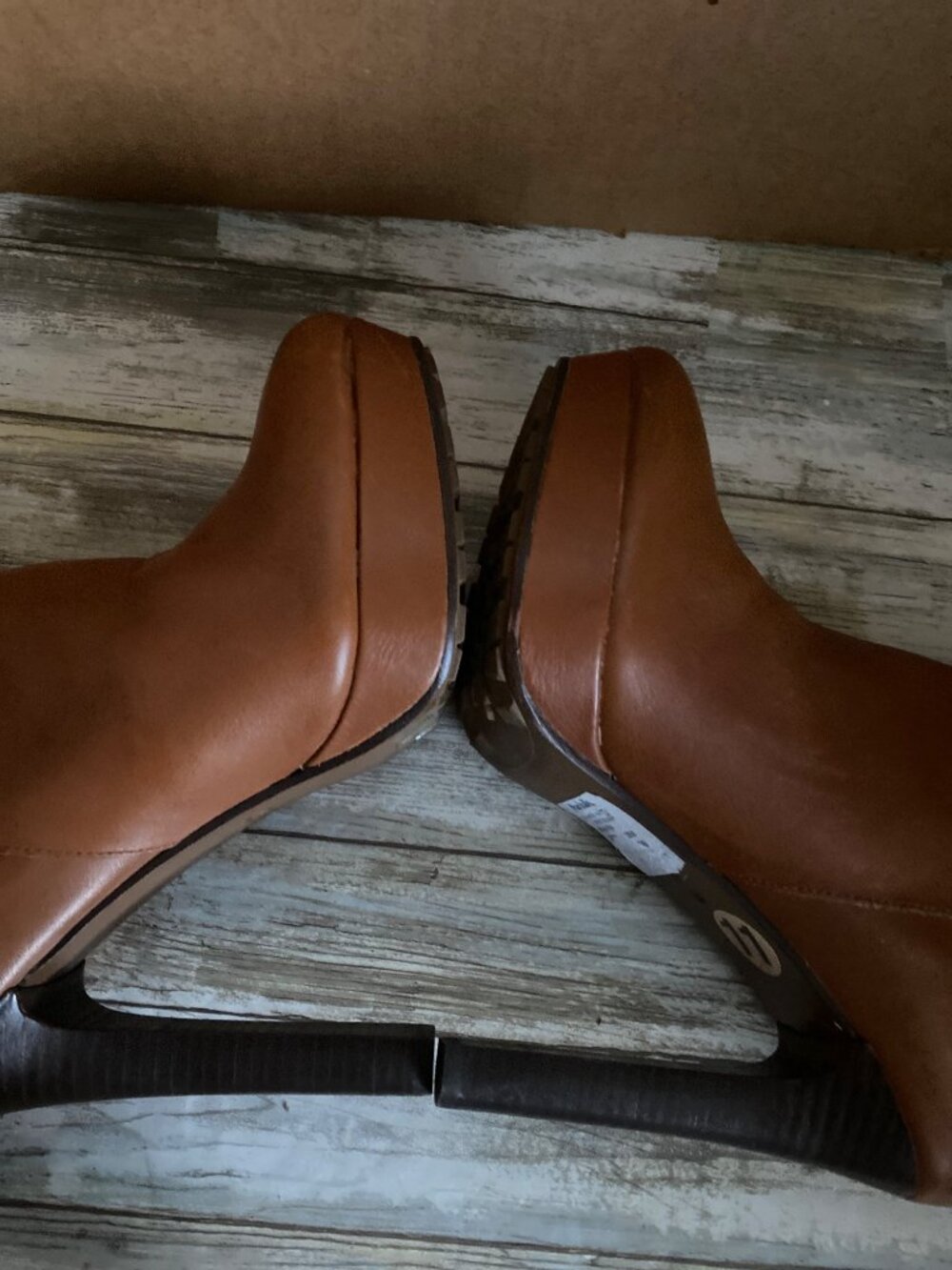 Coach Apple A7019 Leather Shearling Platform Ankle Boots Tan Size 11B - Picture 5 of 14